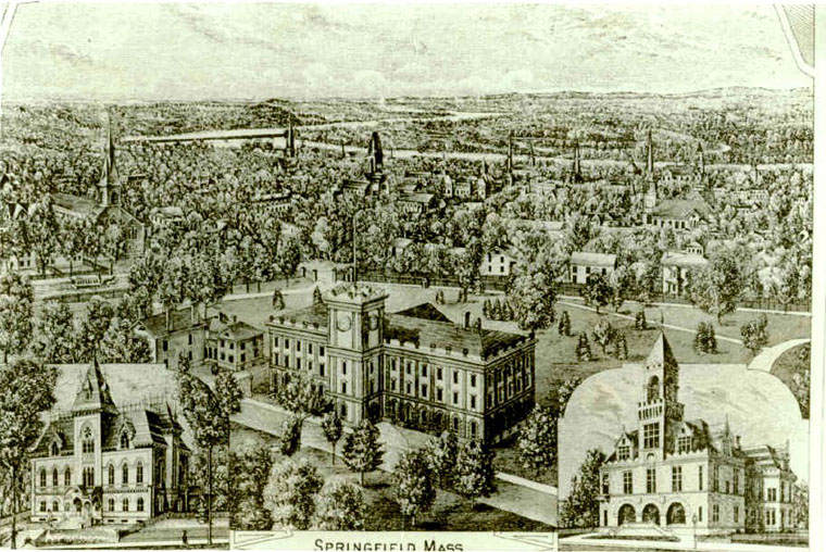 A bird's eye view of Springfield from the turn of the century