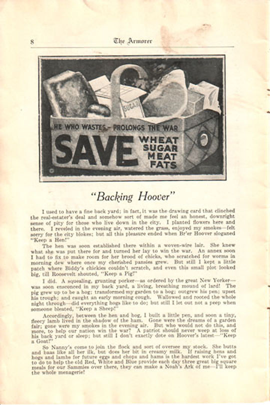 Armorer News, August 1918, page 8.  "Backing Hoover"