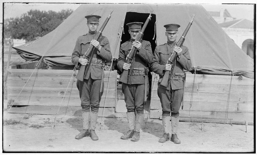 Soldiers holding M1903 Rifles during World War I